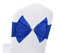 Trimming Shop 100pcs Royal Blue Elastic Spandex Stretch Chair Ties with Slider Buckle, Wide Pre-Tied Bow Chair Bands for Wedding Birthday Baby Shower Event Party Chair Decorations