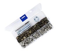 Trimming Shop 100pcs Snap Fasteners Kit, 12mm S Spring Press Studs No-Sew Metal Snaps Buttons Set with Fixing Tools for Sewing Clothing Leather Jacket DIY Crafts (50pcs Silver + 50pcs Bronze)