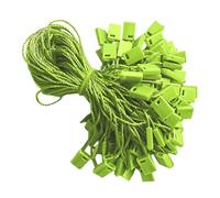 Trimming Shop 100pcs String Tags 7 Inch Nylon Label Tags Snap Plastic Locker Price Tag Durable Cord Fasteners Swing Tie on Labels for Boutiques Gift Bookmarks Ornaments Crochet Jewelry, Green