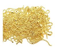 Trimming Shop 10cm Metal Ball Gold Chain Extender for Label Tags, Ball Bead Chain Connector, Jewellery Making, Keychain or Badge Holders, With Connector Clasp, 100pcs