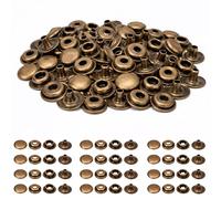 Trimming Shop 10mm 4 Part Metal Press Studs No Sew Buttons, Bronze, 50pcs