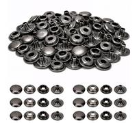 Trimming Shop 10mm 4 Part Metal Press Studs No Sew Buttons, Gunmetal, 10pcs
