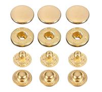Trimming Shop 10mm S Spring Press Studs 4 Part, Durable and Lightweight, Metal Snap Fasteners for DIY Leathercrafts, Repair Clothing, Purse, Gold, 50pcs