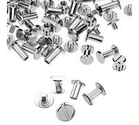 Trimming Shop 10mm x 10mm Long Chicago Screw Rivets Silver Flat Head, 10pcs