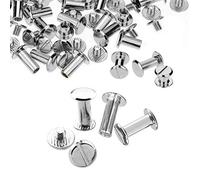 Trimming Shop 10mm x 15mm Long Chicago Screw Rivets Silver Flat Head, 10pcs