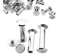 Trimming Shop 10mm x 25mm Long Chicago Screw Rivets Silver Flat Head, 10pcs