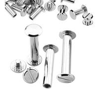 Trimming Shop 10mm x 30mm Long Chicago Screw Rivets Silver Flat Head, 20pcs