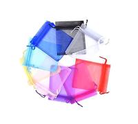 Trimming Shop 10pcs Multicolour Organza Bags 9cm x 12cm Sheer Drawstring Gift Pouches for Wedding Favours, Jewellery, Parties and Anniversaries Mini Organza Bags for Small Gifts