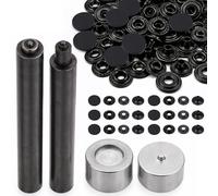 Trimming Shop 12.5mm 4 Part Press Studs - Alloy Cap, Black, 100pcs