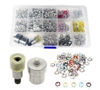 Trimming Shop 120 Set 9.5mm Colourful Snap Poppers with Fixing Dies - No Sew Metal Buttons Kit for DIY Crafts, Baby Bibs, Shirts, Kids wear, Fabric Repair, Green Machine Compatible