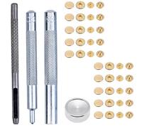 Trimming Shop 12mm 10pcs Gold S Spring Press Stud Snap Fastener Four Parts with Fixing Hand Tools for DIY Arts & Crafts, Projects, Leathercrafts