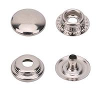 Trimming Shop 12mm Press Studs 4 Part, Snap Fasteners No-Sew Metal Snap Buttons for Sewing, Repair Clothing, DIY Leathercrafts, Jackets, Handbags, Purses, Silver, 50pcs Set
