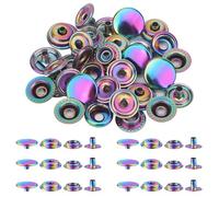 Trimming Shop 12mm Rainbow Press Studs 4 Part, Durable and Lightweight, Metal Snap Fasteners for Jackets, Jeans, Leather Craft, Straps and Sewing Projects, Clothes Repair, 20pcs Set