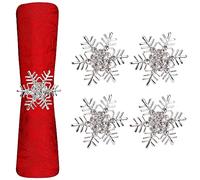 Trimming Shop 12PCS - Silver Napkin Rings, Napkin Holder Ring, Snowflakes Design Serviettes Buckle for Christmas Lunch, Holiday, Dining Party Table Setting Decoration