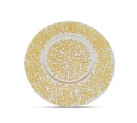 Trimming Shop 13 Inch Gold Glass Charger Plates with Royal Design Perfect for Weddings, Parties, Dinner Table Decorations, and Special Events Durable Glass Chargers for Elegant Celebrations, 1pcs