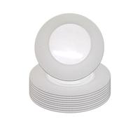 Trimming Shop 13-Inch Round Silver Glass Charger Plates with Checkered Design for Weddings, Banquets, and Dinner Parties - Elegant Decorative Table Serve Ware Pack of 6