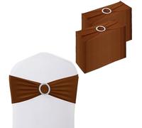 Trimming Shop 13"x5" Spandex Chair Bands with Slider Buckle - Stretchy Elastic Chair Sash, Chair Cover Bands for Wedding, Party, Reception, Banquet, Event & Venue Décor (Pack of 100, Chocolate Brown)