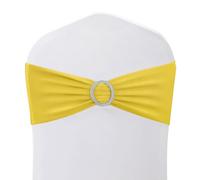 Trimming Shop 13"x5" Spandex Chair Bands with Slider Buckle - Stretchy Elastic Chair Sash, Chair Cover Bands for Wedding, Party, Reception, Banquet, Event & Venue Décor (Pack of 1, Lemon)
