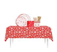 Trimming Shop 138 Pieces Christmas Party Tableware Set | Red & White