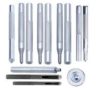 Trimming Shop 13pcs Leather Punch Tool Set, Metal Belt Hole Puncher for Leather & Fabric, Eyelet Punch, Snap Fastener Kit & Rivet Tools, Includes Base Setter, for Craft, Clothing Repair Belts Handbags