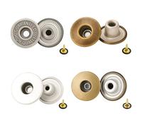 Trimming Shop 14mm Assorted Printed Open Version Jean Buttons, 50pcs Metal Tack Snap Fasteners, No Sew Replacement Buttons for Jeans, Denim Jackets, DIY Sewing Craft Repair Kit
