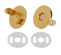 Trimming Shop 14mm Gold Magnetic Press Stud Clasps for Leather Craft, Lightweight Snap Fasteners for DIY Projects, Purses, Bags & Crafts with Two Metal Backing Washers, Pack of 2