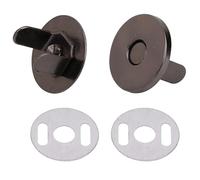 Trimming Shop 14mm Gunmetal Magnetic Press Stud Clasps for Leather Craft, Lightweight Snap Fasteners for DIY Projects, Purses, Bags & Crafts with Two Metal Backing Washers, Pack of 2