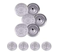 Trimming Shop 14mm Replacement Jean Buttons, Durable Tack Fastener No Sew Buttons with Back Pins Rivet for Denims, Jean, Jackets, Skirts, Silver, 10pcs Set