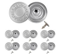 Trimming Shop 14mm Replacement Jean Buttons, Durable Tack Fastener No Sew Buttons with Back Pins Rivet for Denims, Jean, Jackets, Skirts, Silver, 20pcs Set