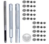 Trimming Shop 15mm 10pcs Gunmetal S Spring Press Stud Snap Fastener Four Parts with Fixing Hand Tools for DIY Arts & Crafts, Projects, Leathercrafts