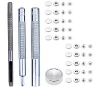 Trimming Shop 15mm 10pcs Silver S Spring Press Stud Snap Fastener Four Parts with Fixing Hand Tools for DIY Arts & Crafts, Projects, Leathercrafts
