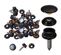 Trimming Shop 15mm Black Screw Press Studs 3 Part Stainless Steel Snap Fasteners for Boat Cover, Marine Grade, Canvas, Fabric, Wood, DIY, Leathercrafts, 50pcs