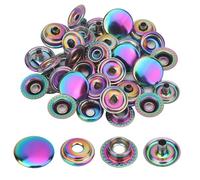 Trimming Shop 15mm Large Rainbow Press Studs Heavy Duty Brass Snap Fasteners 4 Part No-Sew Metal Buttons for DIY Arts Crafts Projects, Leathercrafts, Caravan, Repair Clothing, 20pcs Set