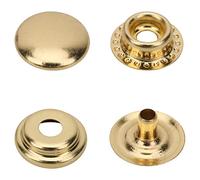 Trimming Shop 15mm Press Studs Snap Fasteners Heavy Duty No-Sew Metal Buttons Four Part Snap Buttons for DIY Leathercrafts Jacket Handbag Belts, Gold, 10pcs