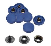 Trimming Shop 15mm Press Studs Snap Fasteners Plastic Cap with Black Metal Back Snaps, No-Sew Snap Buttons for DIY Leathercrafts, Jackets, Handbag, Purses, Navy, 10pcs Set