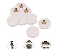 Trimming Shop 15mm Press Studs Snap Fasteners Plastic Cap with Silver Metal Back Snaps, No-Sew Snap Buttons for DIY Leathercrafts, Jackets, Handbag, Purses, White, 10pcs Set