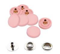 Trimming Shop 15mm Press Studs Snap Fasteners Plastic Cap with Silver Metal Back Snaps, No-Sew Snap Buttons for DIY Leathercrafts, Jackets, Handbag, Purses, Rose Gold, 10pcs Set
