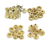 Trimming Shop 15mm Press Studs Snap Fasteners Poppers Heavy Duty No Sew Metal Buttons Four Part Fasteners for Repair Clothing, Leather Jacket, DIY Arts & Craft Projects, Gold, 100pcs