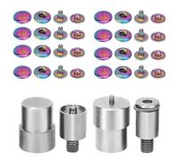 Trimming Shop 15mm Rainbow Brass S-Spring Press Studs & Die Set | Metal Fasteners for DIY Projects | No-Sew Snap Buttons for Bags, Purses, Backpacks & Leathercraft | Green Machine Compatible
