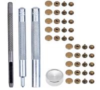 Trimming Shop 15mm S Spring Press Studs 4 Part, Durable and Lightweight, Metal Snap Buttons Fasteners with Fixing Hand Tool Set for Jackets, DIY Leathercrafts, Sewing Clothing, Purses, Bronze, 50pcs