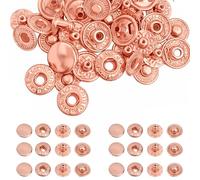 Trimming Shop 15mm S Spring Press Studs 4 Part, Durable and Lightweight, Metal Snap Buttons Fasteners for Jackets, DIY Leathercrafts, Sewing Clothing, Purses, Rose Gold, 20pcs