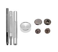 Trimming Shop 15mm S Spring Press Studs 4 Part, Durable and Lightweight, Metal Snap Buttons Fasteners with Fixing Hand Tool Set for Jackets, DIY Leathercrafts, Sewing Clothing, Purses, Gunmetal, 50pcs