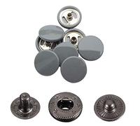 Trimming Shop 15mm S Spring Press Studs 4 Part, Durable and Lightweight, Metal Snap Fasteners for Jackets, Jeans, Leather Craft, Straps and Sewing Projects, Clothes Repair, Grey, 10pcs