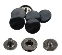 Trimming Shop 15mm S Spring Press Studs 4 Part, Durable and Lightweight, Metal Snap Fasteners for Jackets, Jeans, Leather Craft, Straps and Sewing Projects, Clothes Repair, Shiny Black, 10pcs