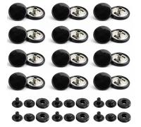 Trimming Shop 15mm S Spring Press Studs 4 Part, Shiny Black, 50pcs