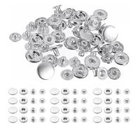Trimming Shop 15mm S Spring Press Studs 4 Part, Silver, 50pcs