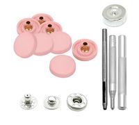 Trimming Shop 15mm S Spring Press Studs Plastic Cap with Silver Metal Back Snaps, Snap Fasteners Buttons with Fixing Hand Tool Set for DIY Leathercrafts, Jackets, Handbag, Rose Gold, 10pcs Set