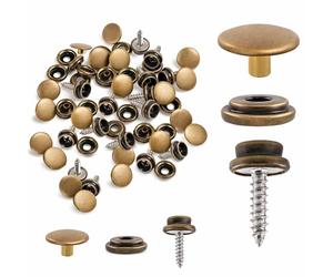 Trimming Shop 15mm Screw Press Studs 3 Part Durable Snap Fasteners for Awning, Canvas, Fabric, Marine Grade, Wood, Boat Cover, DIY Leathercrafts, Bronze, 10pcs