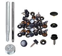 Trimming Shop 15mm Screw Press Studs with 3pcs Toolkit for Leather Crafts, Sewing Projects, Boat Cover, Hoods, Caravans, Durable Lightweight Metal Snap Fasteners, Black, 10pcs