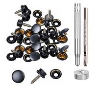 Trimming Shop 15mm Screw Press Studs with Fixing Hand Tool, Black, 10pcs